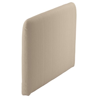 A beige SÖDERHAMN headboard. Its rectangular with rounded corners, upholstered in soft polyester corduroy.