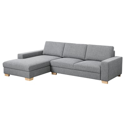 SÖRVALLEN 3-seat sofa, with chaise longue, left/Lejde grey/black