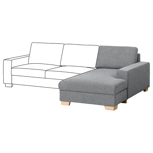 SÖRVALLEN Chaise longue section, right/Lejde grey/black