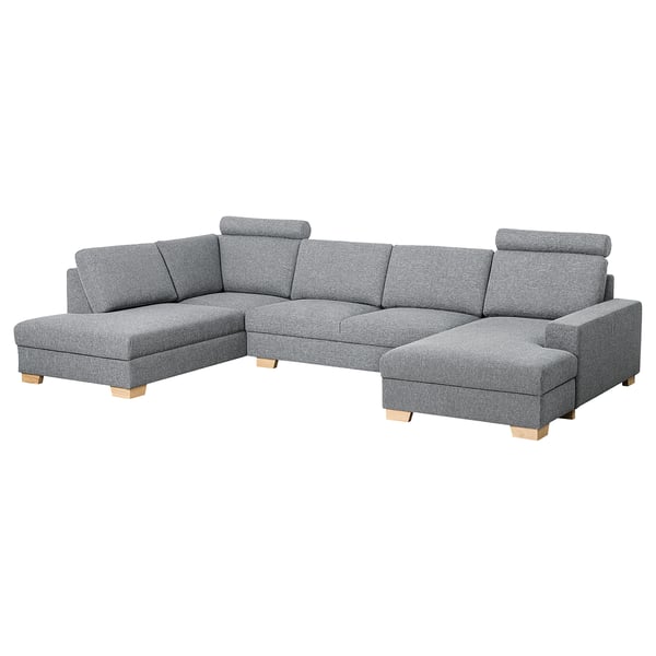 SÖRVALLEN Corner sofa, 4-seat, with chaise longue, right/Lejde grey/black