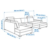 SÖRVALLEN Corner sofa, 4-seat, with chaise longue, right/Lejde grey/black
