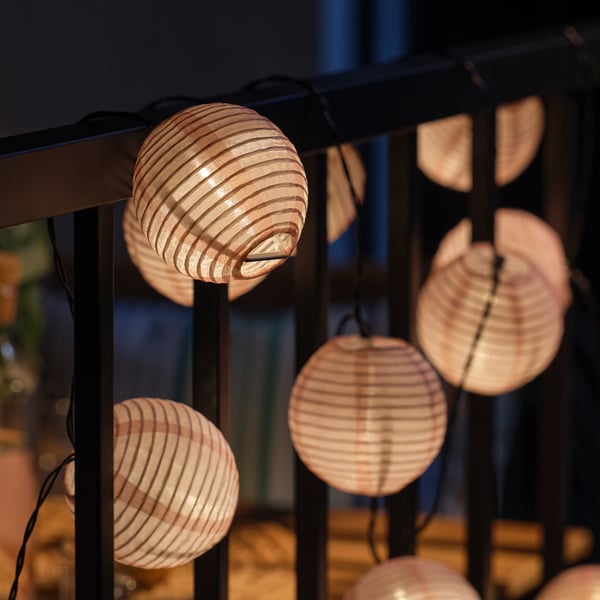 SOLVINDEN LED lighting chain with 12 lights, battery-operated pink