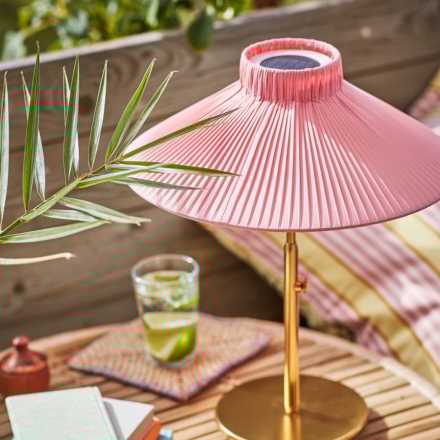SOLVINDEN LED solarpowered table lamp outdoor pink IKEA