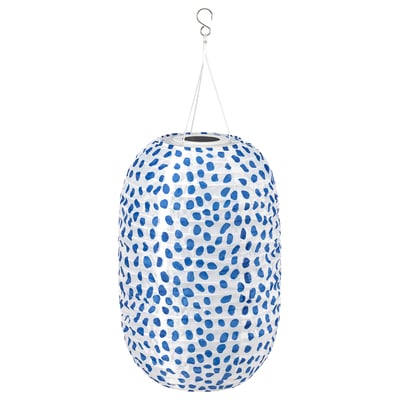 SOLVINDEN Pendant lamp, spotted solar-powered/blue, 43 cm