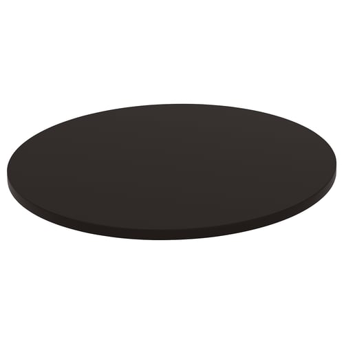 Black round table top, modern design, flat surface.