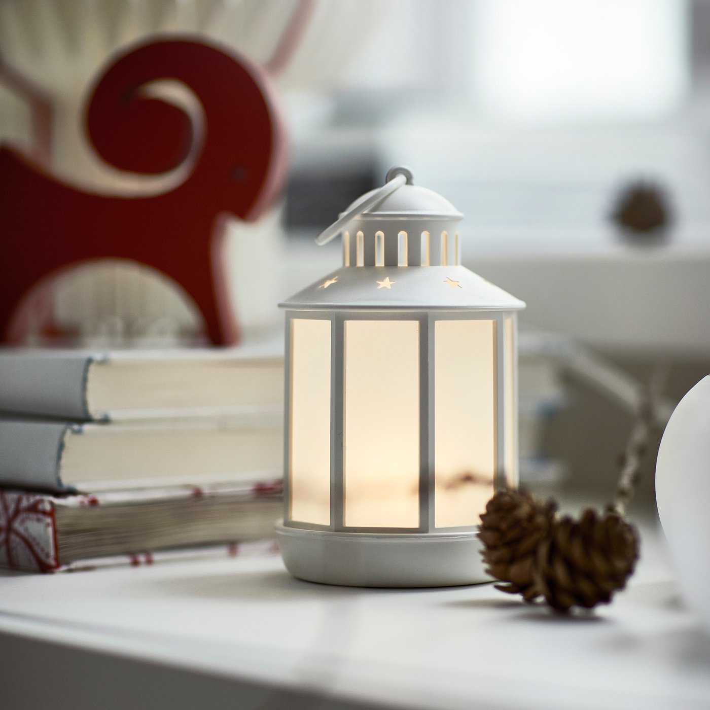 STRÅLA LED lantern, battery-operated white, 13 cm - IKEA