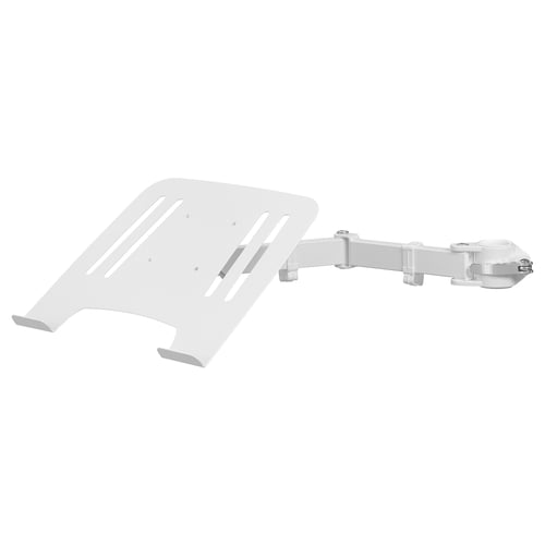 STUBBERGET white laptop holder, arm-mount design, saves desk space, plastic & steel.
