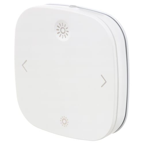 STYRBAR white remote, sleek square with light & nav symbols for smart lighting.