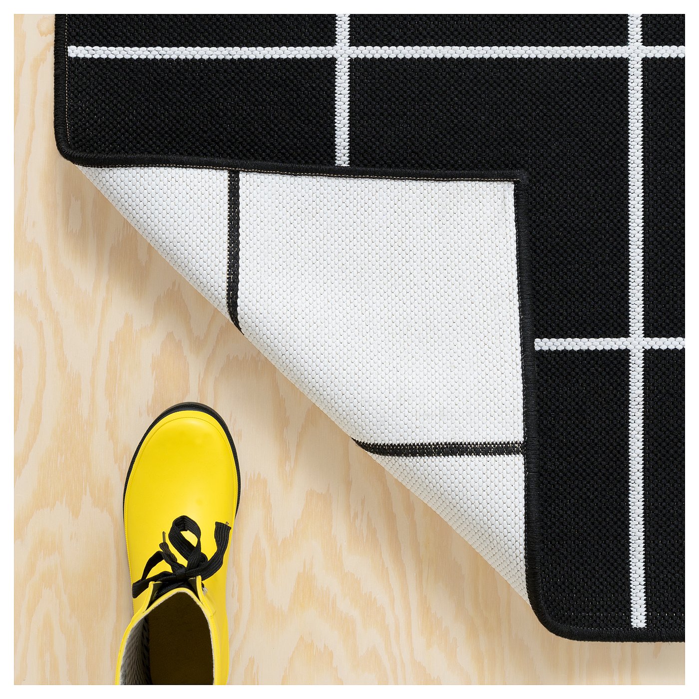 SVALLERUP rug flatwoven, in/outdoor, black/white, 200x200 cm - IKEA