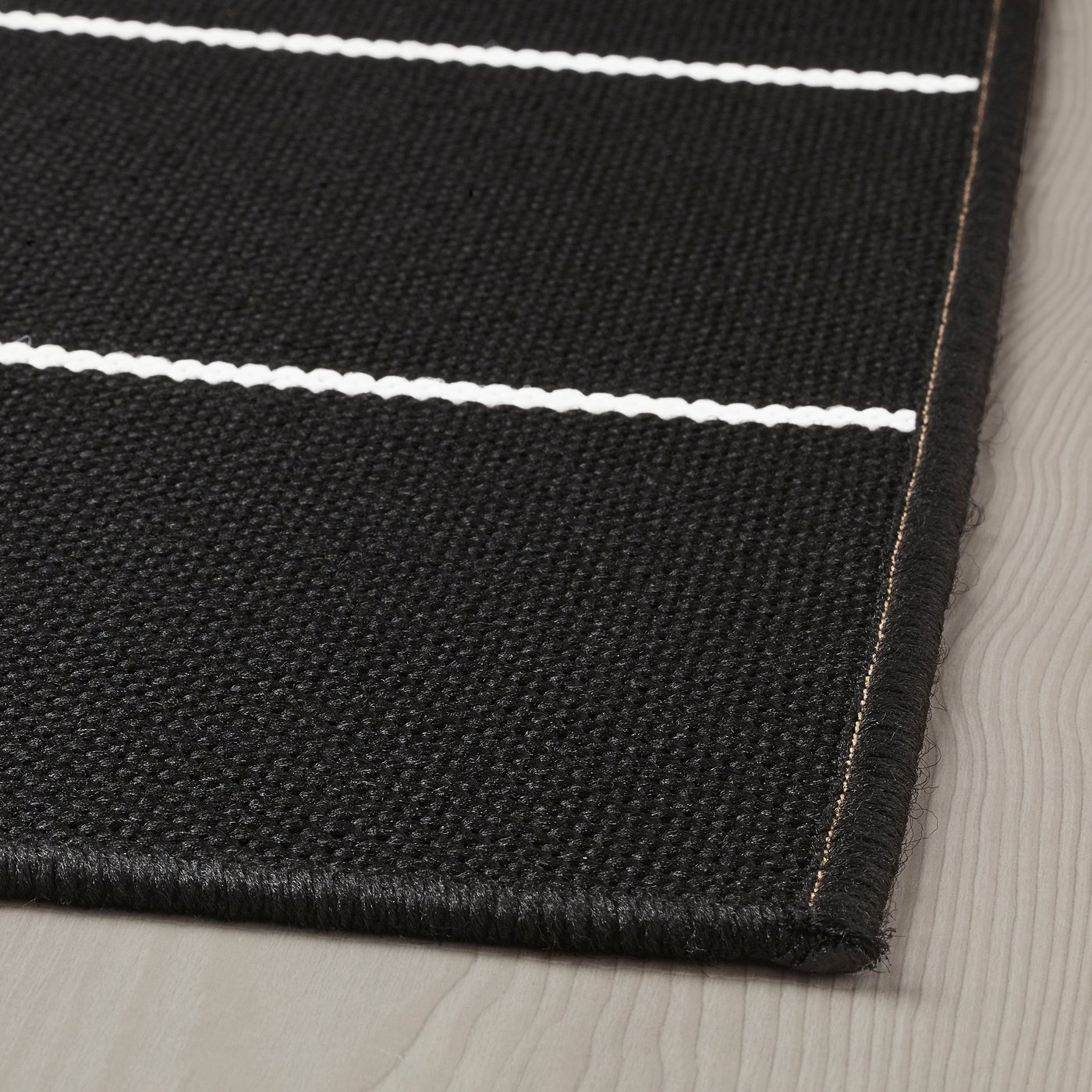 SVALLERUP rug flatwoven, in/outdoor, black/white, 200x200 cm - IKEA