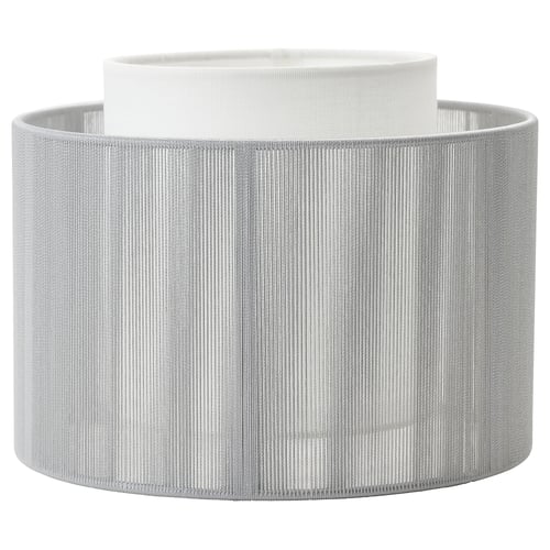 SYMFONISK lamp shade - white, cylindrical, textured, fits wifi speaker base.
