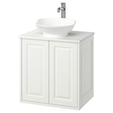 TÄNNFORSEN / VÄSTERSJÖN Wash-stnd w doors/wash-basin/tap, white/white marble effect, 62x49x79 cm