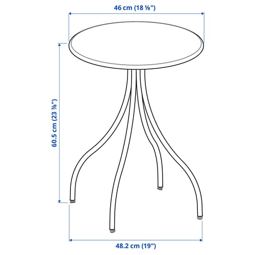 Illustration with measurements for the product: TÅNEBRO.