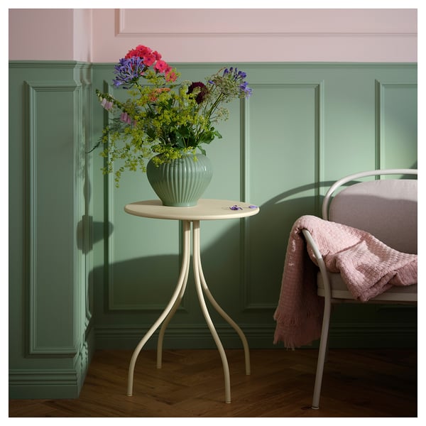 TÅNEBRO Side table, in/outdoor/pale yellow, 46 cm