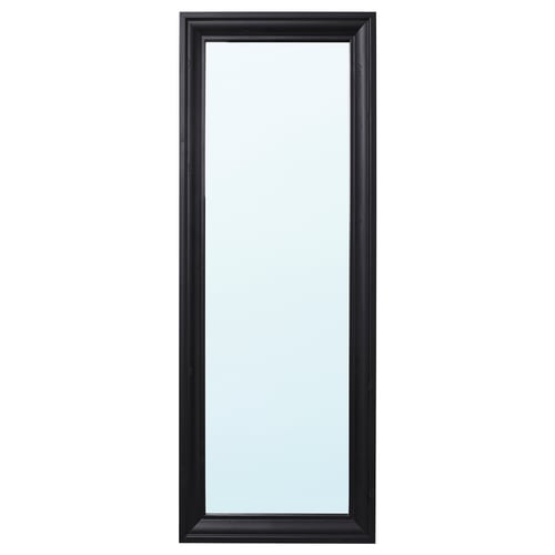 Black rectangular wall mirror with black mould frame, suitable for any room.