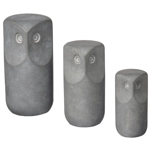 TONAD Decoration set of 3, owl/grey