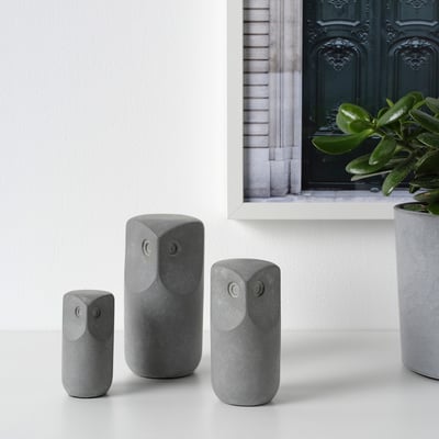 TONAD Decoration set of 3, owl/grey