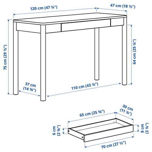 Illustration with measurements for the product: TONSTAD.