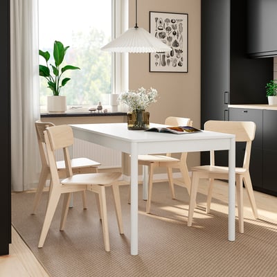 TONSTAD / LISABO Table and 4 chairs, off-white/ash, 150x80 cm