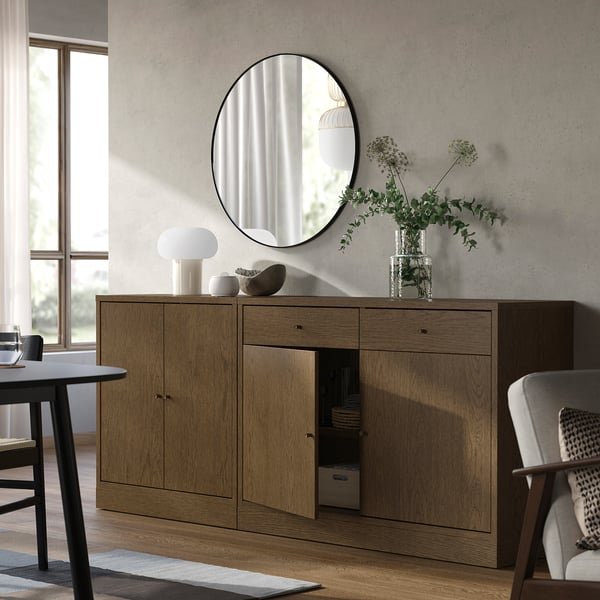 TONSTAD Storage combination, brown stained oak veneer, 202x47x90 cm