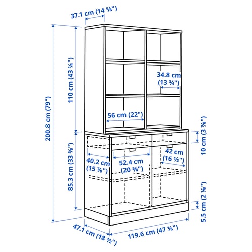 Illustration with measurements for the product: TONSTAD.