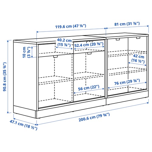 Illustration with measurements for the product: TONSTAD.