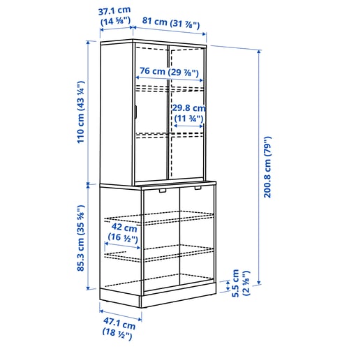 Illustration with measurements for the product: TONSTAD.