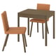 TONSTAD / TONSTAD Table and 2 chairs, brown oak veneer/Bomstad golden brown brown oak effect, 80/120x70 cm