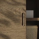 TONSTAD TV/storage comb with sliding doors, brown stained oak veneer/clear glass, 342x37x120 cm