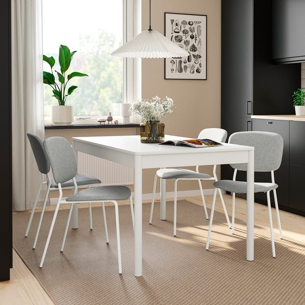 TONSTAD / VIHALS Table and 4 chairs, off-white/white Tibbleby beige/grey, 150x80 cm