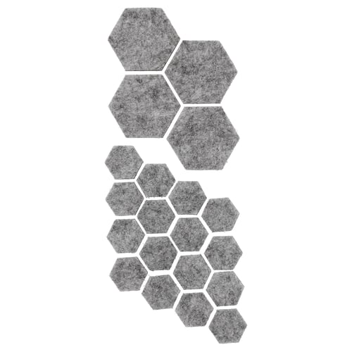 A set of grey hexagonal felt pads, designed to protect surfaces and prevent scratches, with adhesive backs for easy attachment.