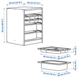 TROFAST Storage combination with box/trays, light white stained pine red/white, 32x44x52 cm