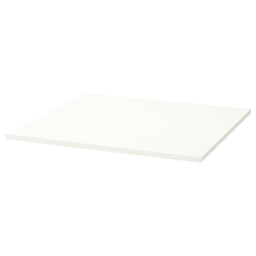 TROTTEN white rectangular table top with smooth melamine surface and plastic edging.