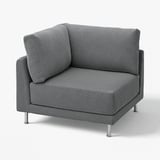 UPPÅKRA grey fabric sectional chair, modern design, metal legs.