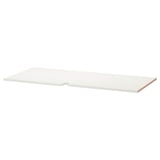 A white UTRUSTA shelf made of melamine. It has a rectangular shape and fits neatly into corner cabinets.