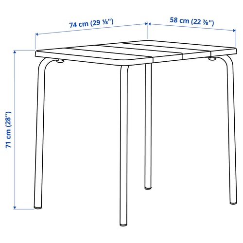 Vaddo طاولة خارجية أبيض 58x74 سم Ikea