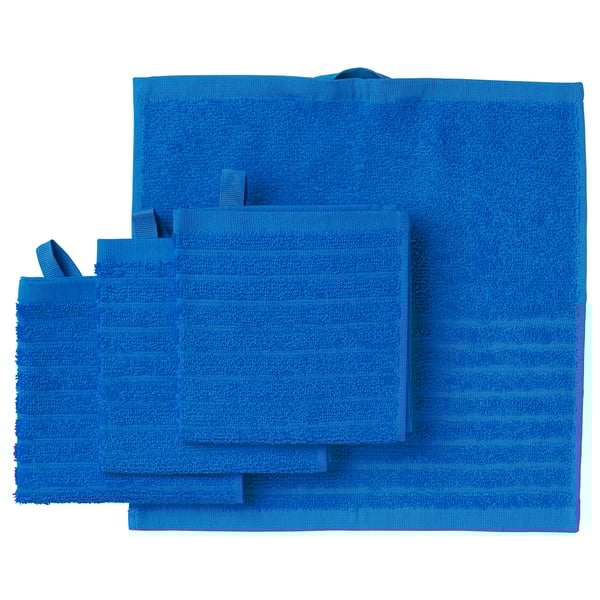 VÅGSJÖN Washcloth, bright blue, 30x30 cm