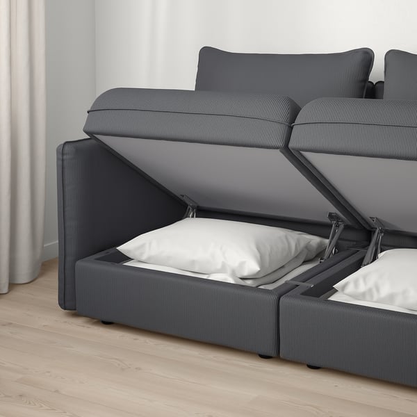 vallentuna وحدة كنبة زاوية 3 مقاعد مع تخزين kelinge فحمي ikea