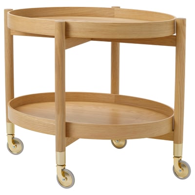 VALNÄS Trolley table with storage, oak veneer