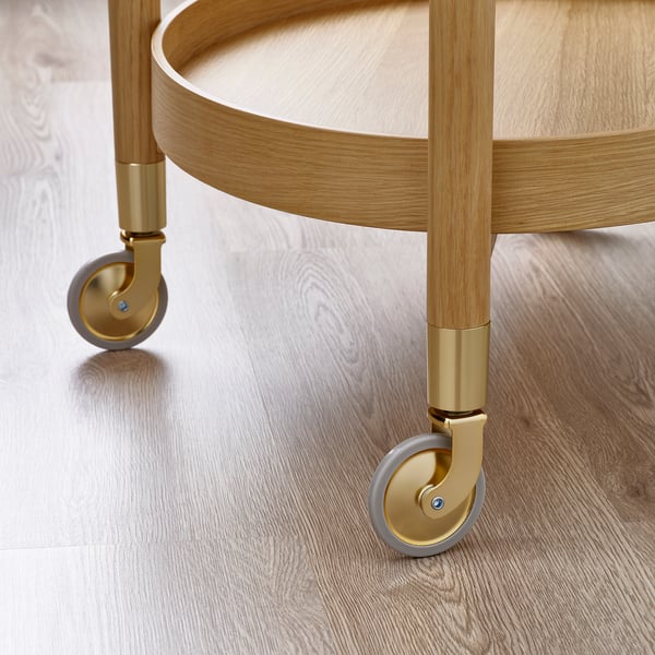 VALNÄS Trolley table with storage, oak veneer