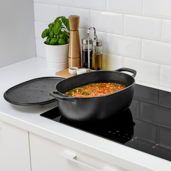 VARDAGEN Casserole with lid, cast iron, 6.5 l IKEA