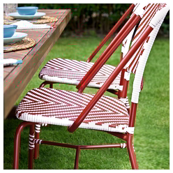 VASSHOLMEN Chair, in/outdoor, red/white