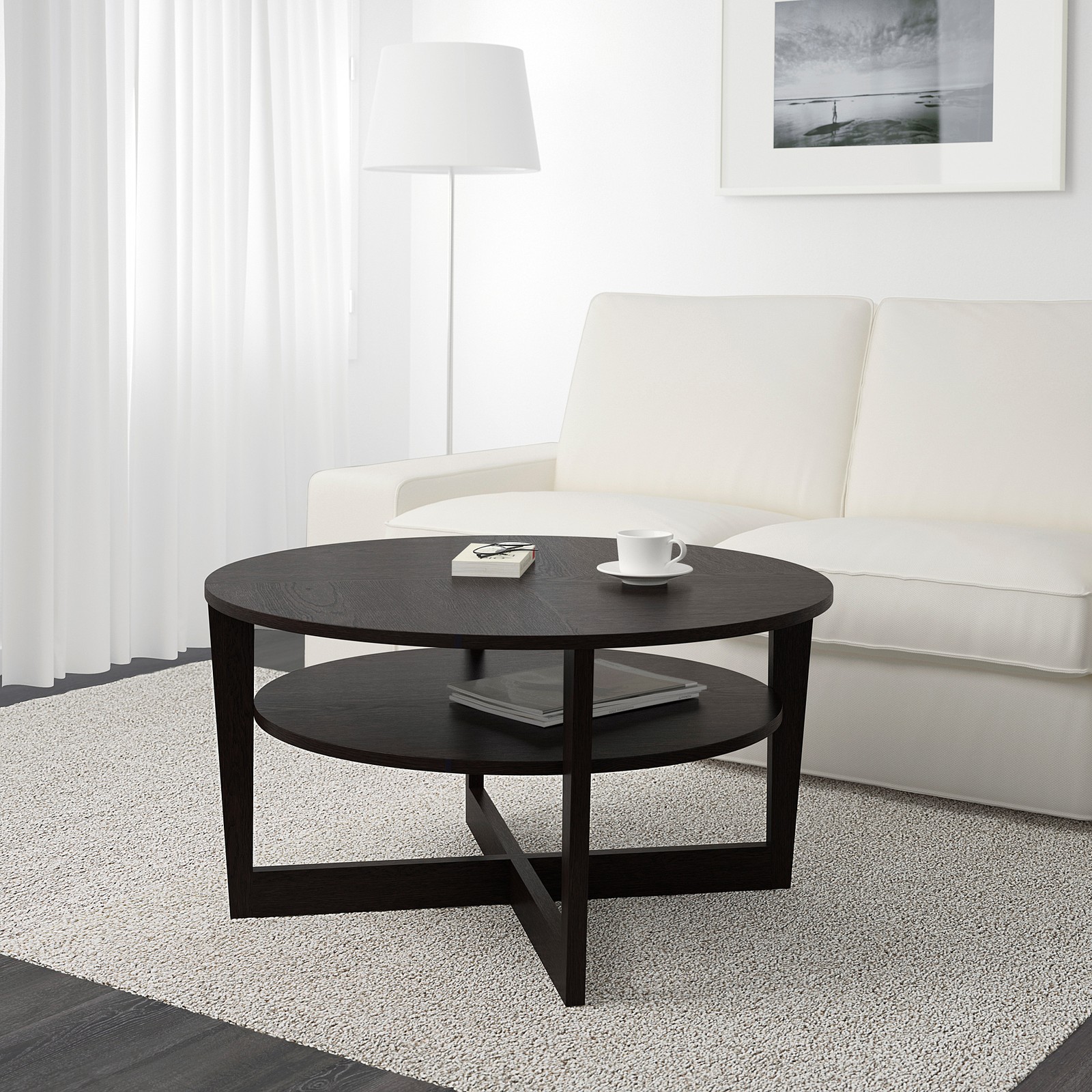VEJMON Coffee table, blackbrown, 90 cm IKEA