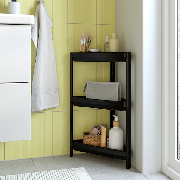 VESKEN Corner shelf unit, black, 33x33x71 cm