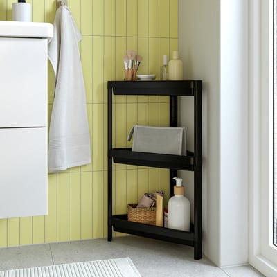 VESKEN Corner shelf unit, black, 33x33x71 cm