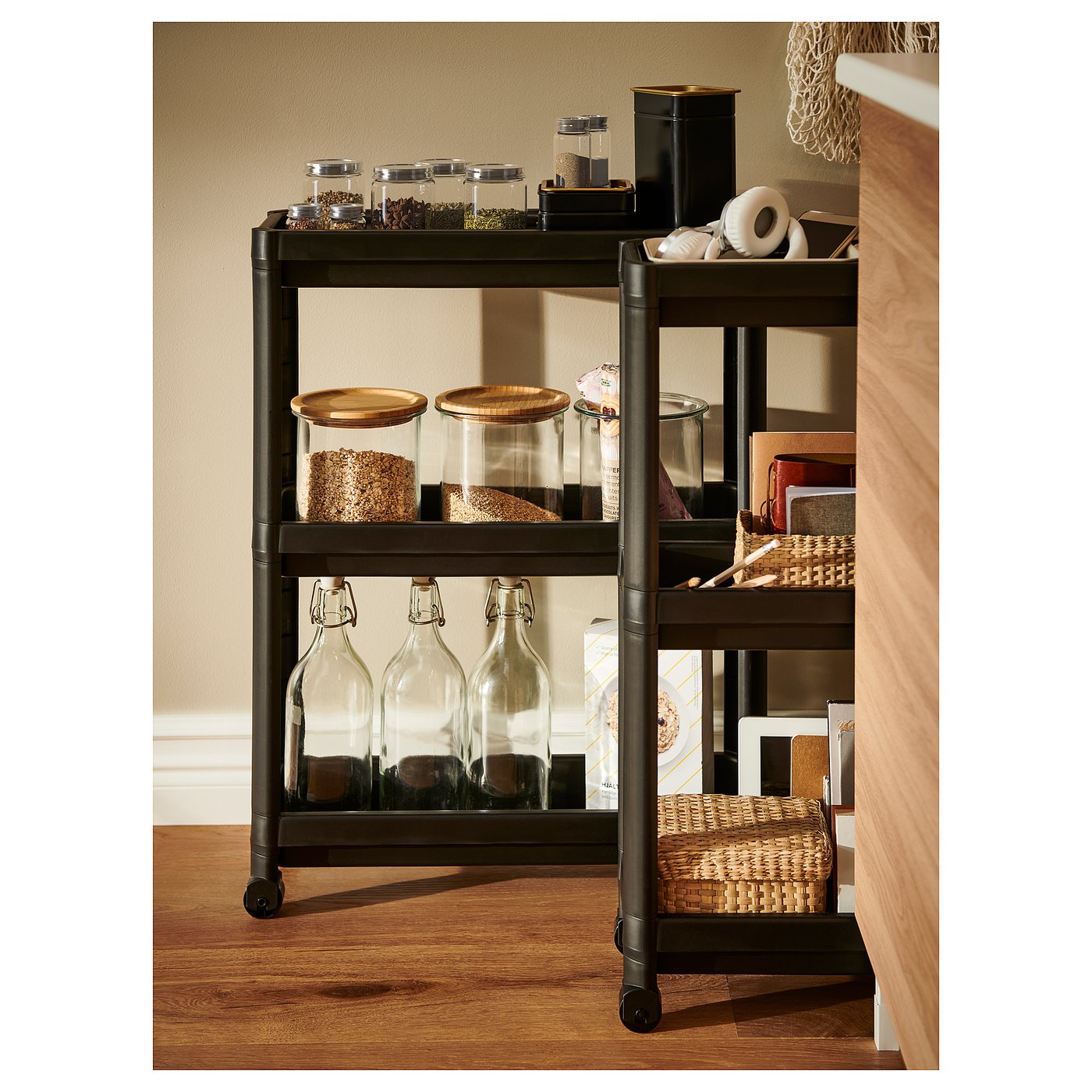 VESKEN trolley, black, 54x18x71 cm - IKEA