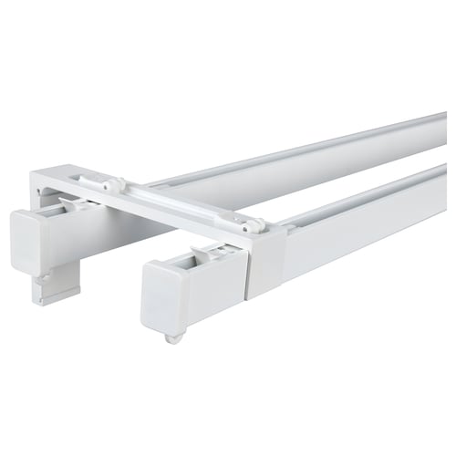 A VIDGA white curtain rod holder with dual bars, made of aluminium and plastic.
