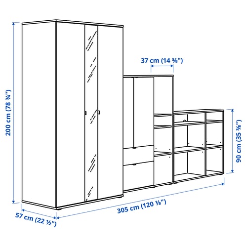 Illustration with measurements for the product: VIHALS.