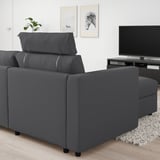 VIMLE 3-seat sofa with chaise longue, with headrest/Hallarp grey