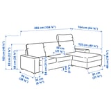 VIMLE 3-seat sofa with chaise longue, with wide armrests with headrest/Hallarp grey